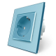 Розетка с заземлением Livolo голубой стекло (VL-C7C1EU-19)