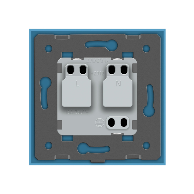 Розетка с заземлением Livolo голубой стекло (VL-C7C1EU-19)