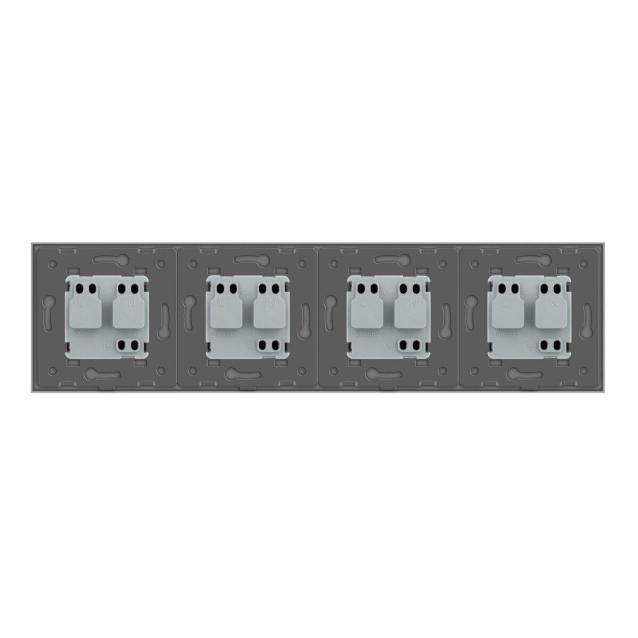 Розетка четырехместная с заземлением Livolo серый стекло (VL-C7C4EU-15)