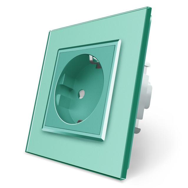 Розетка с заземлением Livolo зеленый стекло (VL-C7C1EU-18)