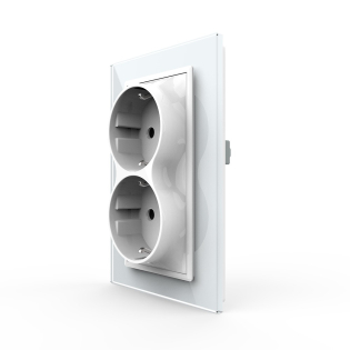 Розетка двойная с заземлением Livolo белый стекло (VL-C7CTF16A.TF16A-WP)