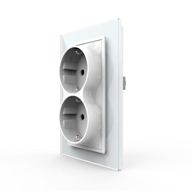 Розетка двойная с заземлением Livolo белый стекло (VL-C7CTF16A.TF16A-WP)