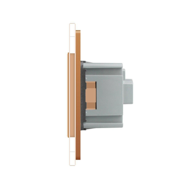 Розетка четырехместная с заземлением Livolo золото стекло (VL-C7C4EU-13)