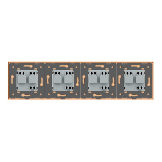 Розетка четырехместная с заземлением Livolo золото стекло (VL-C7C4EU-13)