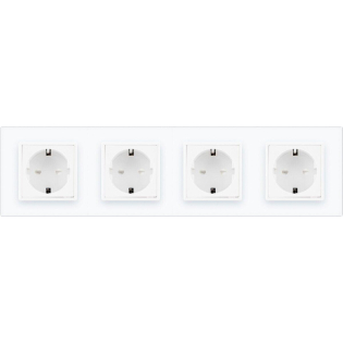 Розетка четырехместная с заземлением Livolo белый стекло (VL-C7C4EU-11)