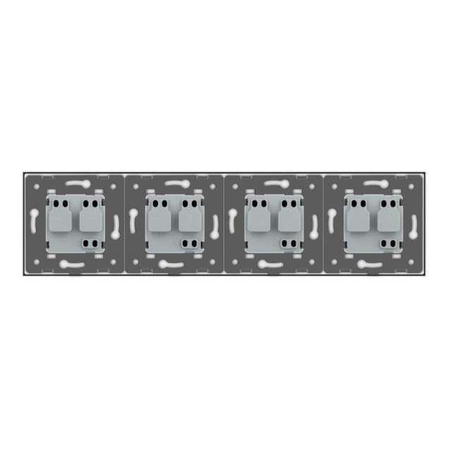 Розетка четырехместная с заземлением Livolo белый стекло (VL-C7C4EU-11)