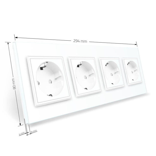 Розетка четырехместная с заземлением Livolo белый стекло (VL-C7C4EU-11)