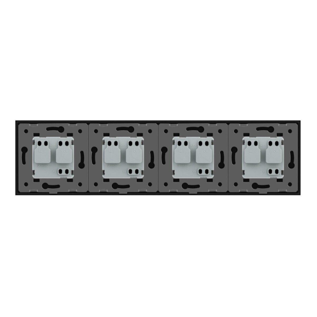 Розетка четырехместная с заземлением Livolo черный стекло (VL-C7C4EU-12)