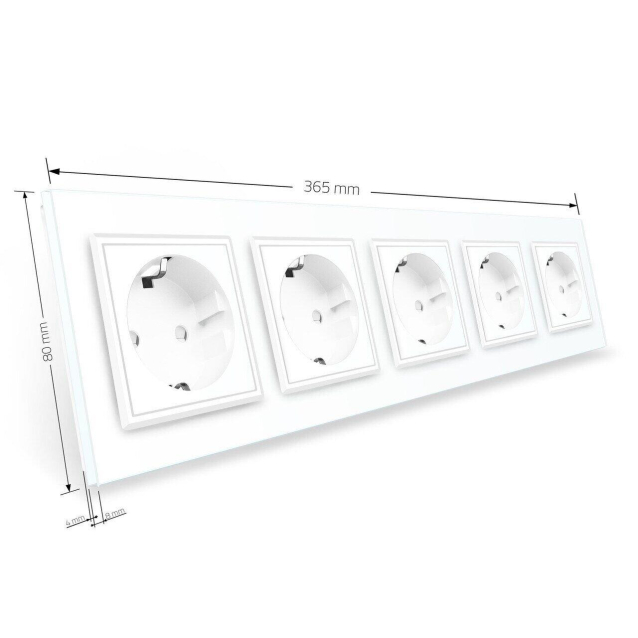 Розетка пятиместная с заземлением Livolo белый стекло (VL-C7C5EU-11)