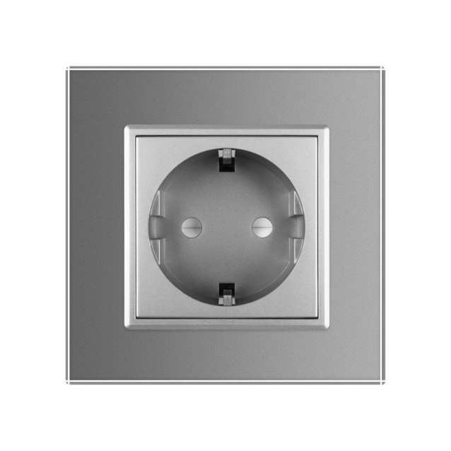 Розетка с заземлением Livolo серый стекло (VL-C7C1EU-15)