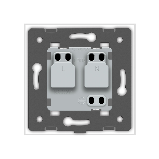 Розетка с заземлением Livolo белый голубой стекло (VL-C7C1EU-11/19)