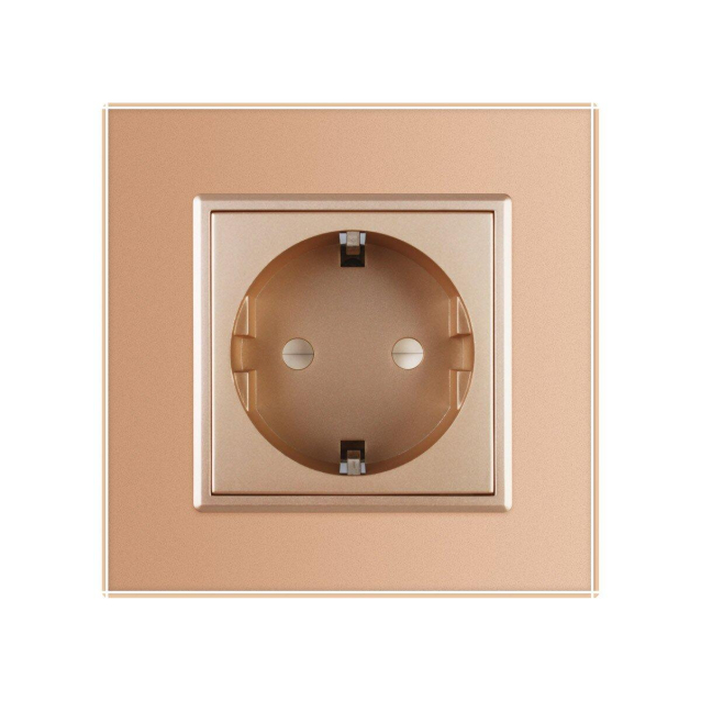 Розетка с заземлением Livolo золото стекло (VL-C7C1EU-13)