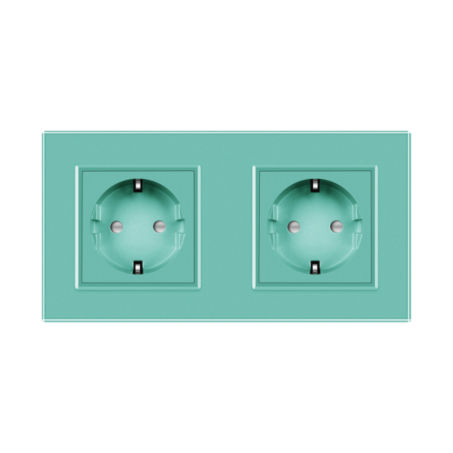 Розетка двойная с заземлением Livolo зеленый стекло (VL-C7C2EU-18)