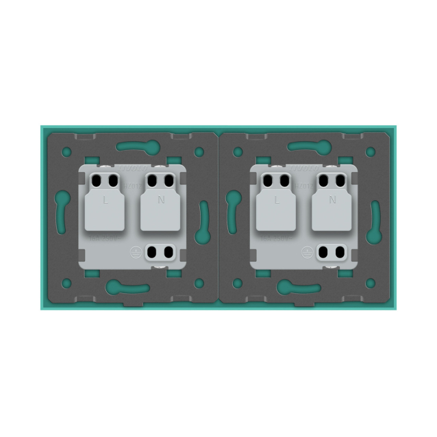 Розетка двойная с заземлением Livolo зеленый стекло (VL-C7C2EU-18)