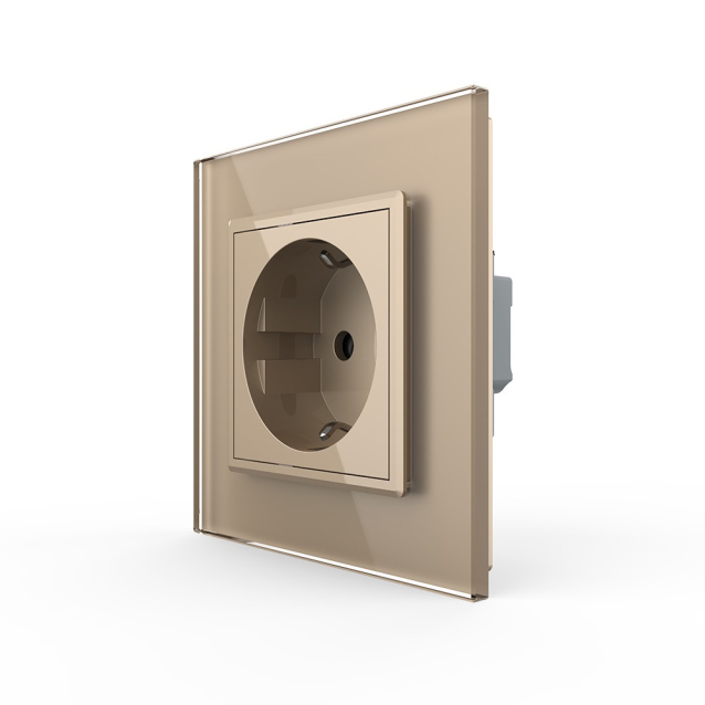 Розетка с самозажимными клеммами Livolo золотой стекло (VL-C7FCTC16A-2APS01)