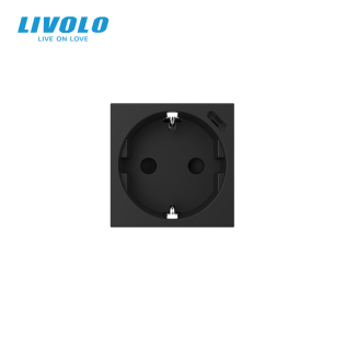 Механизм электрическая розетка с портом USB-C Livolo черный (VL-FCTF16A.UC18W-2BP)
