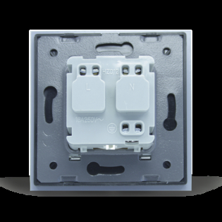 Розетка с заземлением Livolo черный белый хром стекло (VL-C7C1EU-12/11C)