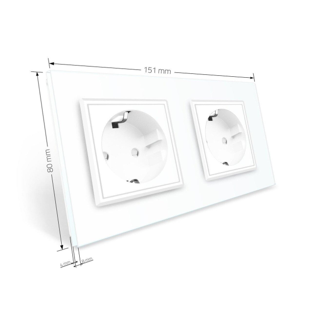 Розетка двойная с заземлением Livolo белый стекло (VL-C7C2EU-11)