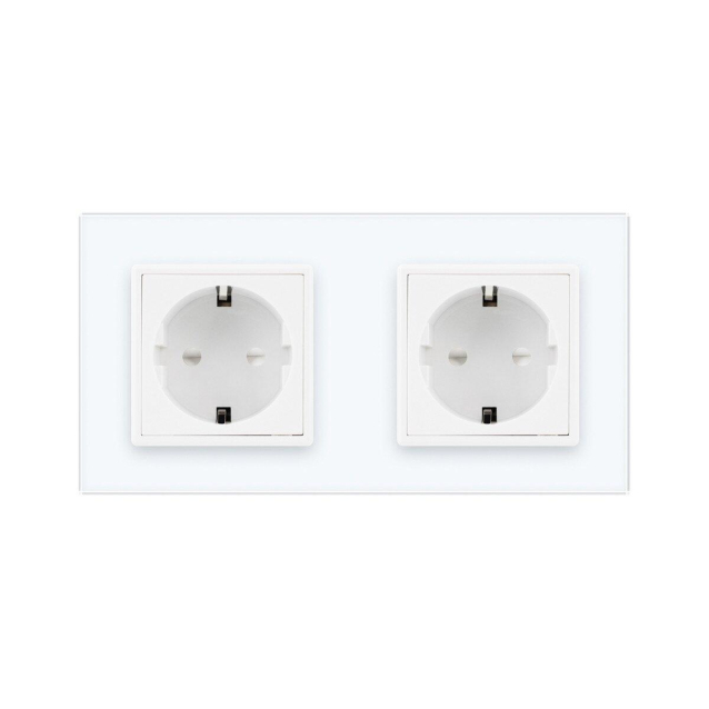 Розетка двойная с заземлением Livolo белый стекло (VL-C7C2EU-11)