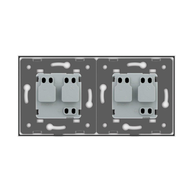Розетка двойная с заземлением Livolo белый стекло (VL-C7C2EU-11)