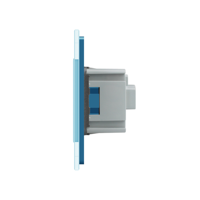 Розетка двойная с заземлением Livolo голубой стекло (VL-C7C2EU-19)