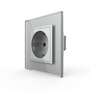 Розетка с самозажимными клеммами Livolo серый стекло (VL-C7FCTC16A-2IPS01)