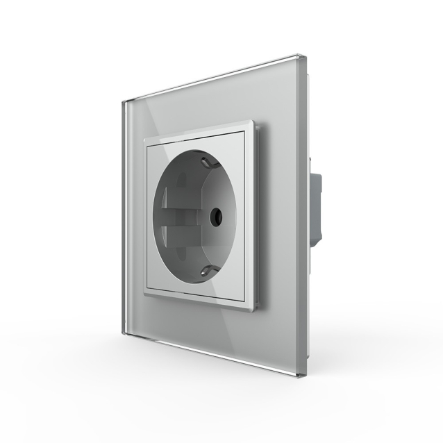 Розетка с самозажимными клеммами Livolo серый стекло (VL-C7FCTC16A-2IPS01)