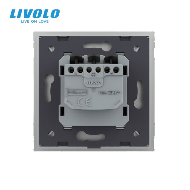 Розетка с самозажимными клеммами Livolo серый стекло (VL-C7FCTC16A-2IPS01)
