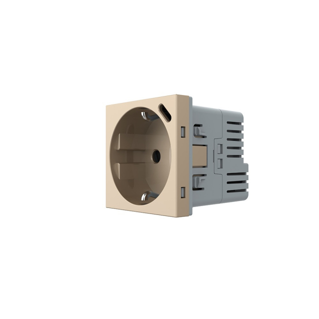 Механизм электрическая розетка с портом USB-C Livolo золотой (VL-FCTF16A.UC18W-2AP)