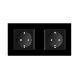 Розетка двойная с заземлением Livolo черный стекло (VL-C7C2EU-12)