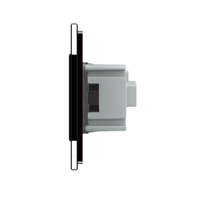 Розетка двойная с заземлением Livolo черный стекло (VL-C7C2EU-12)