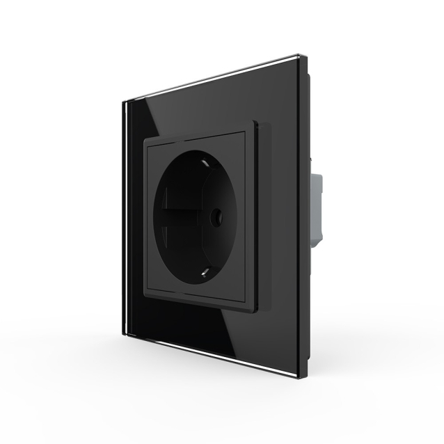 Розетка с самозажимными клеммами Livolo черный стекло (VL-C7FCTC16A-2BPS01)