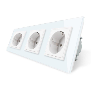 Розетка тройная с заземлением Livolo белый стекло (VL-C7C3EU-11)