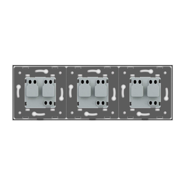 Розетка тройная с заземлением Livolo белый стекло (VL-C7C3EU-11)