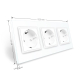 Розетка тройная с заземлением Livolo белый стекло (VL-C7C3EU-11)