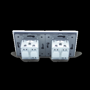 Розетка двойная с заземлением Livolo белый черный хром стекло (VL-C7C2EU-11/12C)