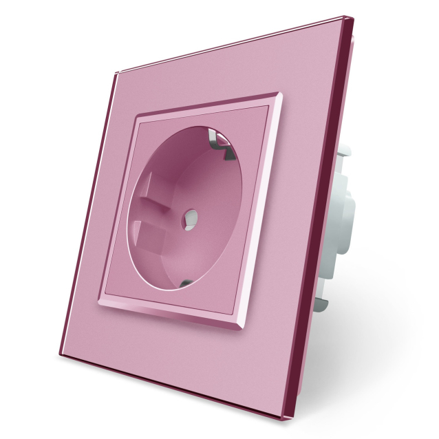 Розетка с заземлением Livolo розовый стекло (VL-C7C1EU-17)