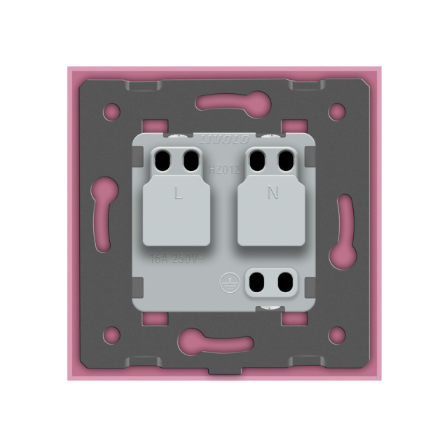 Розетка с заземлением Livolo розовый стекло (VL-C7C1EU-17)