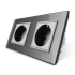Розетка двойная с заземлением Livolo серый стекло (VL-C7C2EU-15)