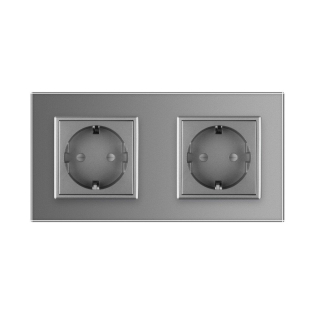 Розетка двойная с заземлением Livolo серый стекло (VL-C7C2EU-15)