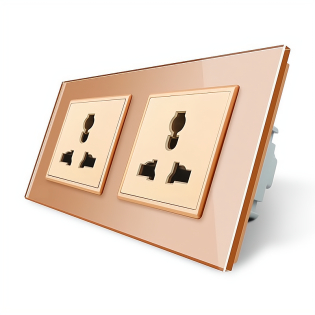 Розетка двухместная универсальная Livolo золотой стекло (VL-C7FCT22-4AP)