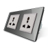 Розетка двухместная универсальная Livolo серый стекло (VL-C7FCT22-4IP)