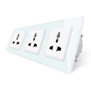 Розетка трехместная универсальная Livolo белый стекло (VL-C7FCT22-6WP)