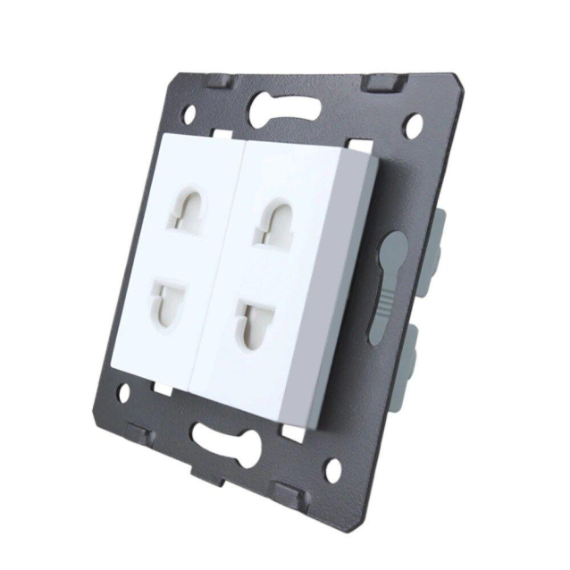 Механизм Универсальная двойная розетка 2 стандарта в 1 Livolo белый (VL-C7-C2A-11)