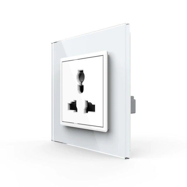 Розетка универсальная 13 стандартов в 1 Livolo белый стекло (VL-C7C1C-11)