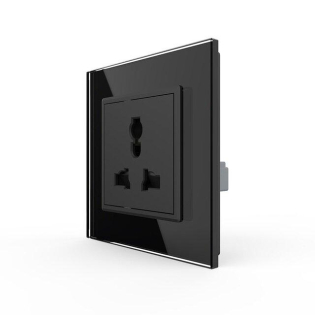 Розетка универсальная 13 стандартов в 1 Livolo черный стекло (VL-C7C1C-12)