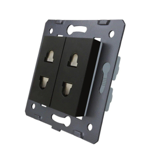 Механизм Универсальная двойная розетка 2 стандарта в 1 Livolo черный (VL-C7-C2A-12)