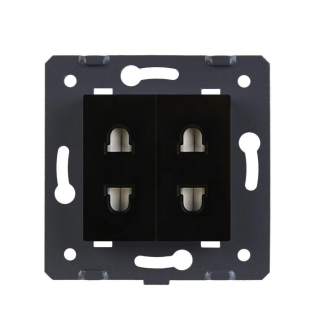 Механизм Универсальная двойная розетка 2 стандарта в 1 Livolo черный (VL-C7-C2A-12)