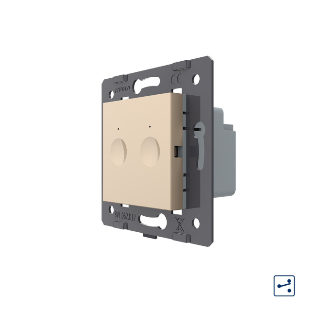 Механизм сенсорный проходной выключатель Sense 2 сенсора Livolo золото (782000413)