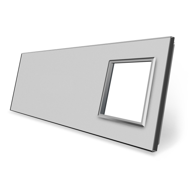 Сенсорная панель комбинированная для выключателя X сенсоров и розетки (Х-Х-Х-0) Livolo серый